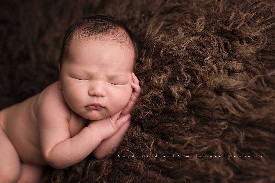 Kansas City Newborn Photographer | Swade Studios | Sweet Newborn Boy in Rustic Hanging Basket