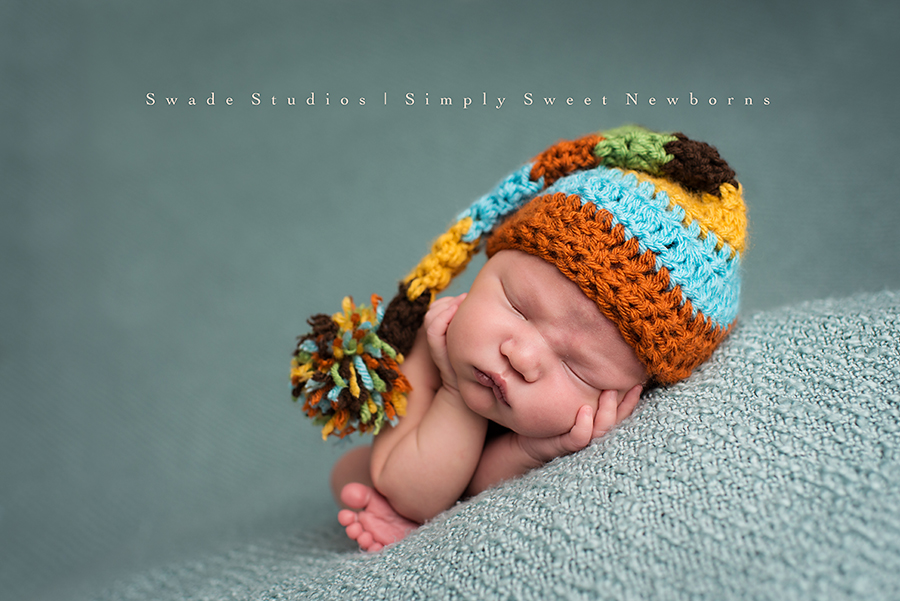Kansas City Newborn Photographer | Swade Studios | Sweet Newborn Boy in Rustic Hanging Basket