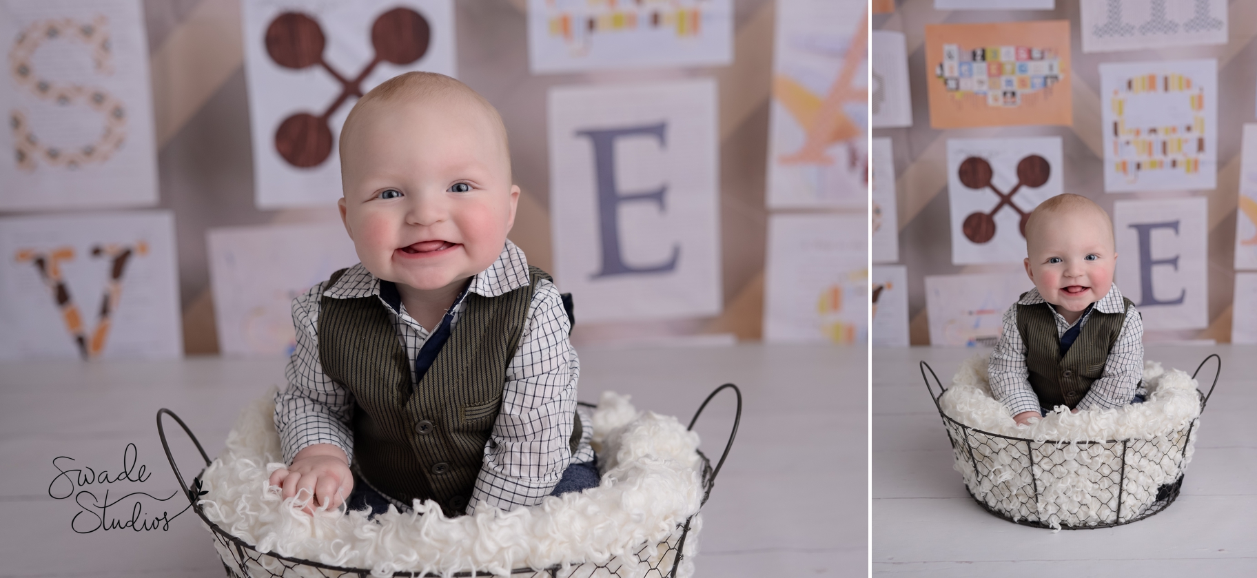 Baby Boy Milestone Sitting Up Session | Swade Studios | Olathe Baby Photographer KC Baby Photographer